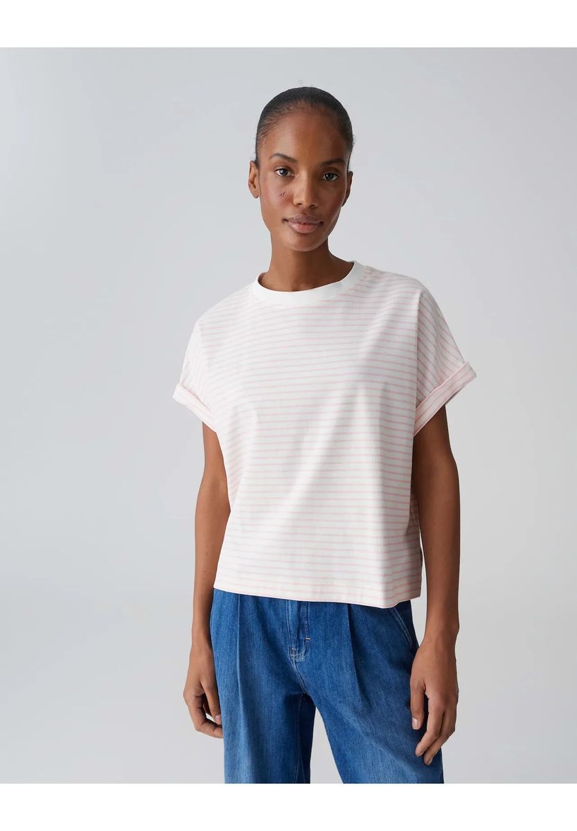 Gestreiftes Boxy Kurzarm-Essential