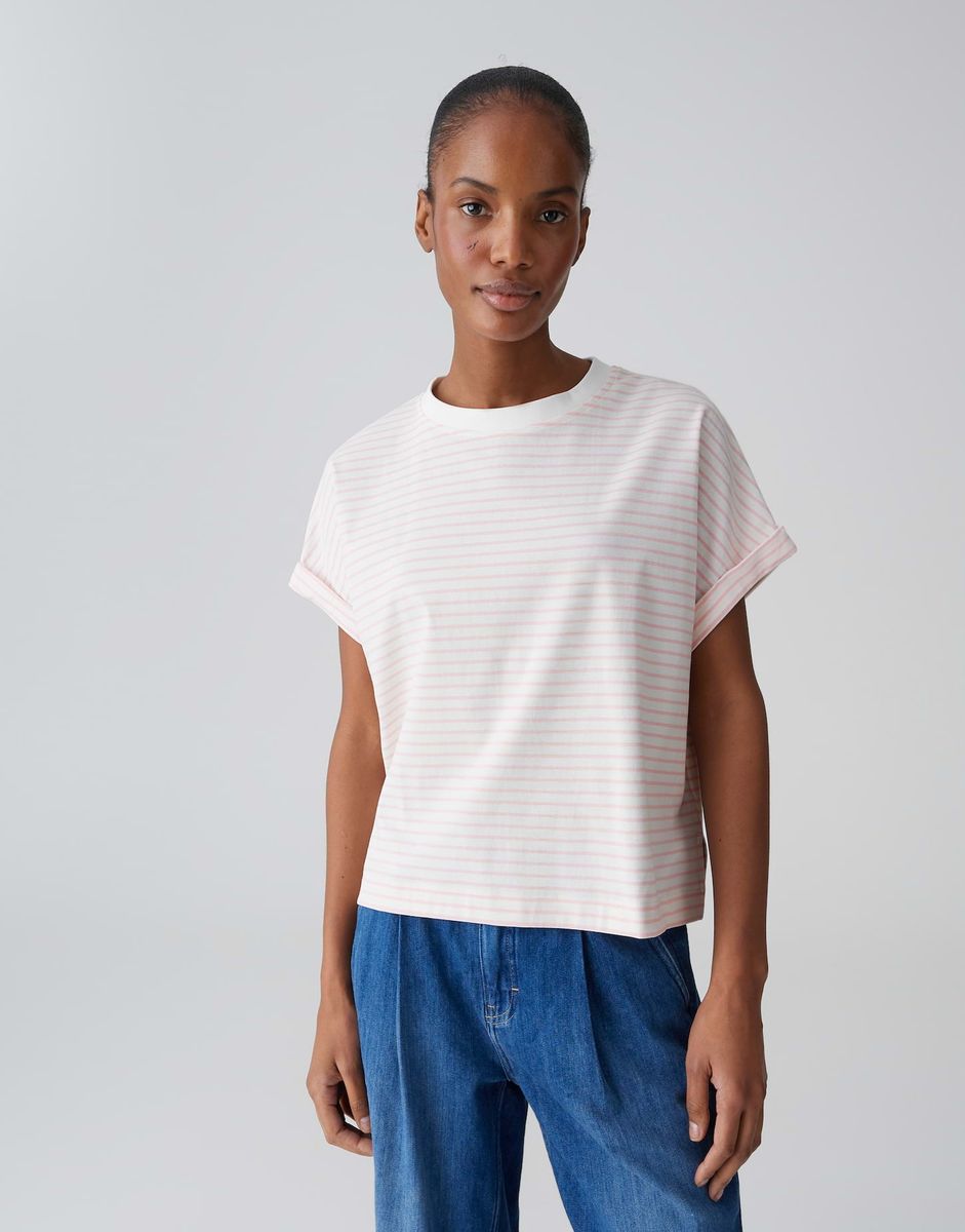 Gestreiftes Boxy Kurzarm-Essential