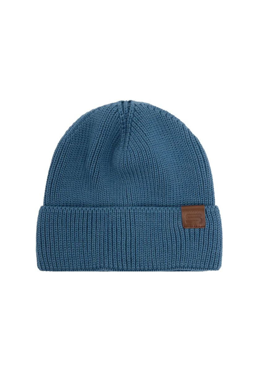 Rippstrick-Beanie mit Logo-Patch