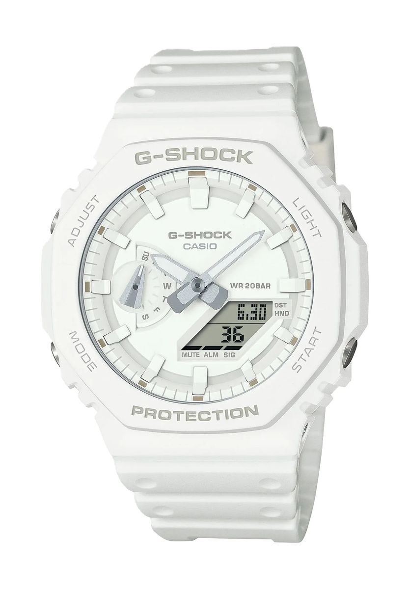 Oktogonale Analog-Digital-Uhr im Monochrom-Stil
