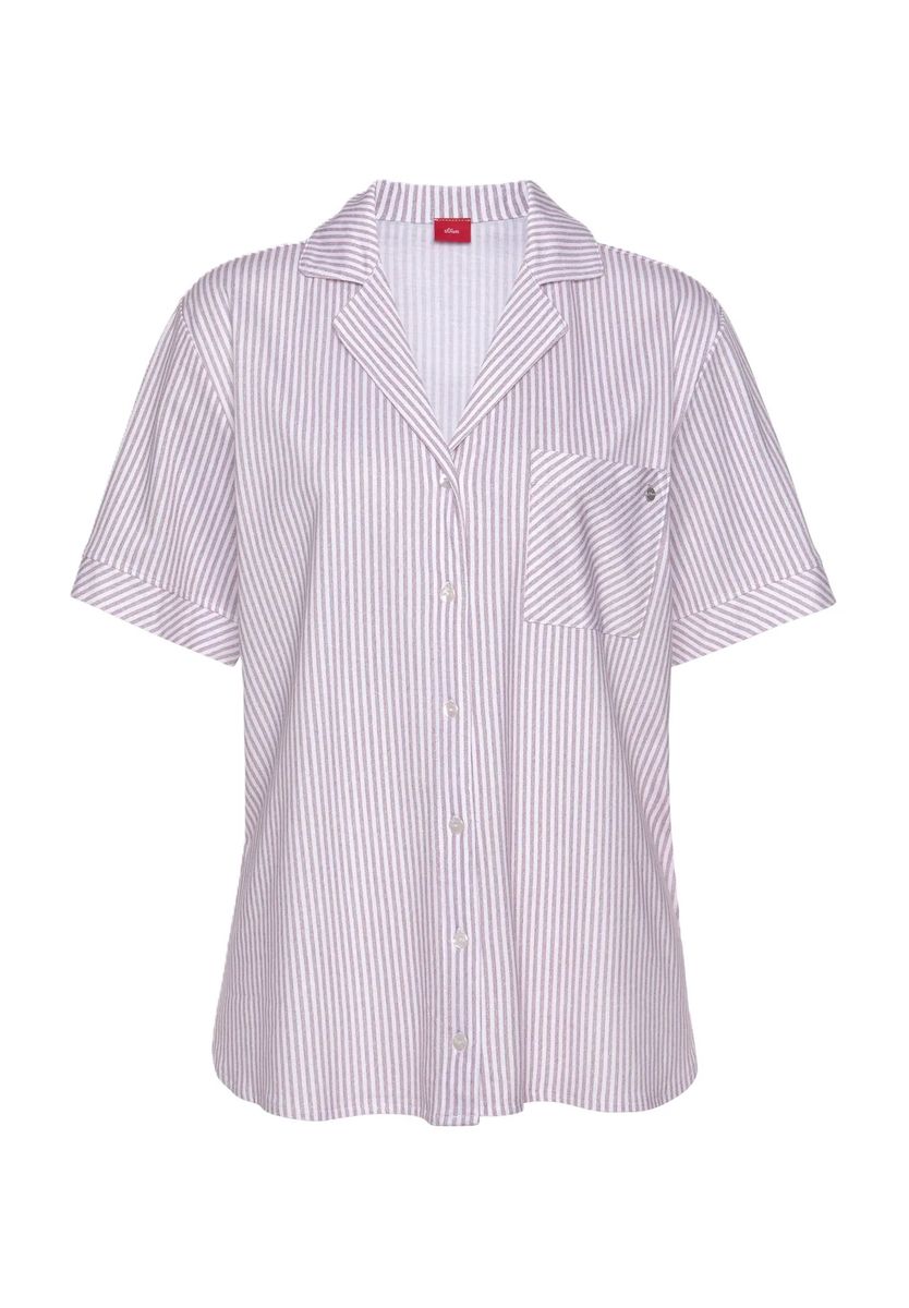 Gestreiftes Schlafshirt mit Reverskragen