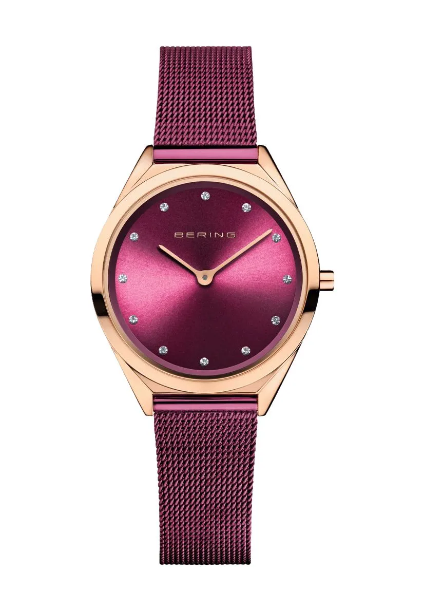 Ultraflache Mesh-Armbanduhr mit Kristall-Indizes