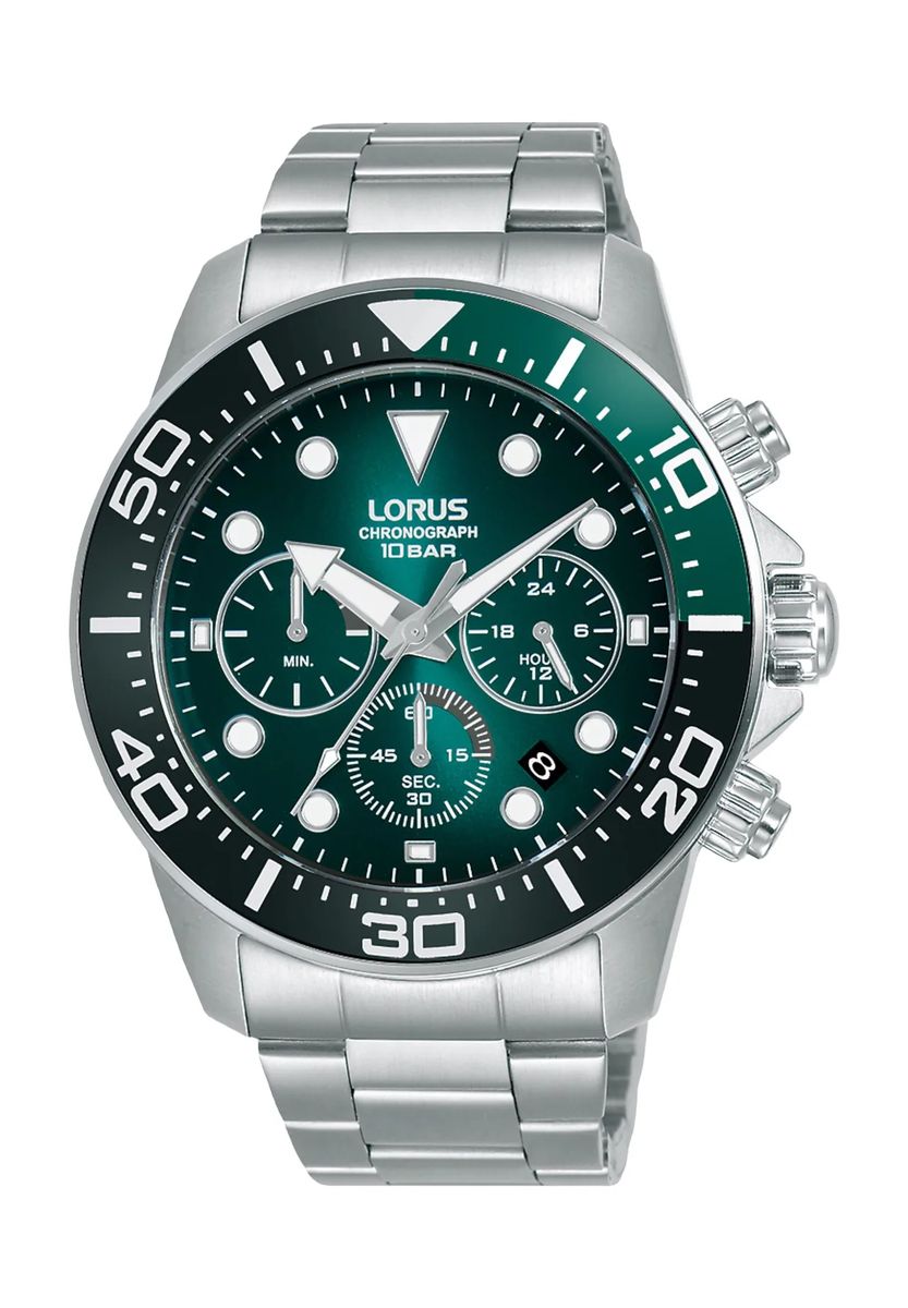 Sportliche grüne Chronographen-Armbanduhr