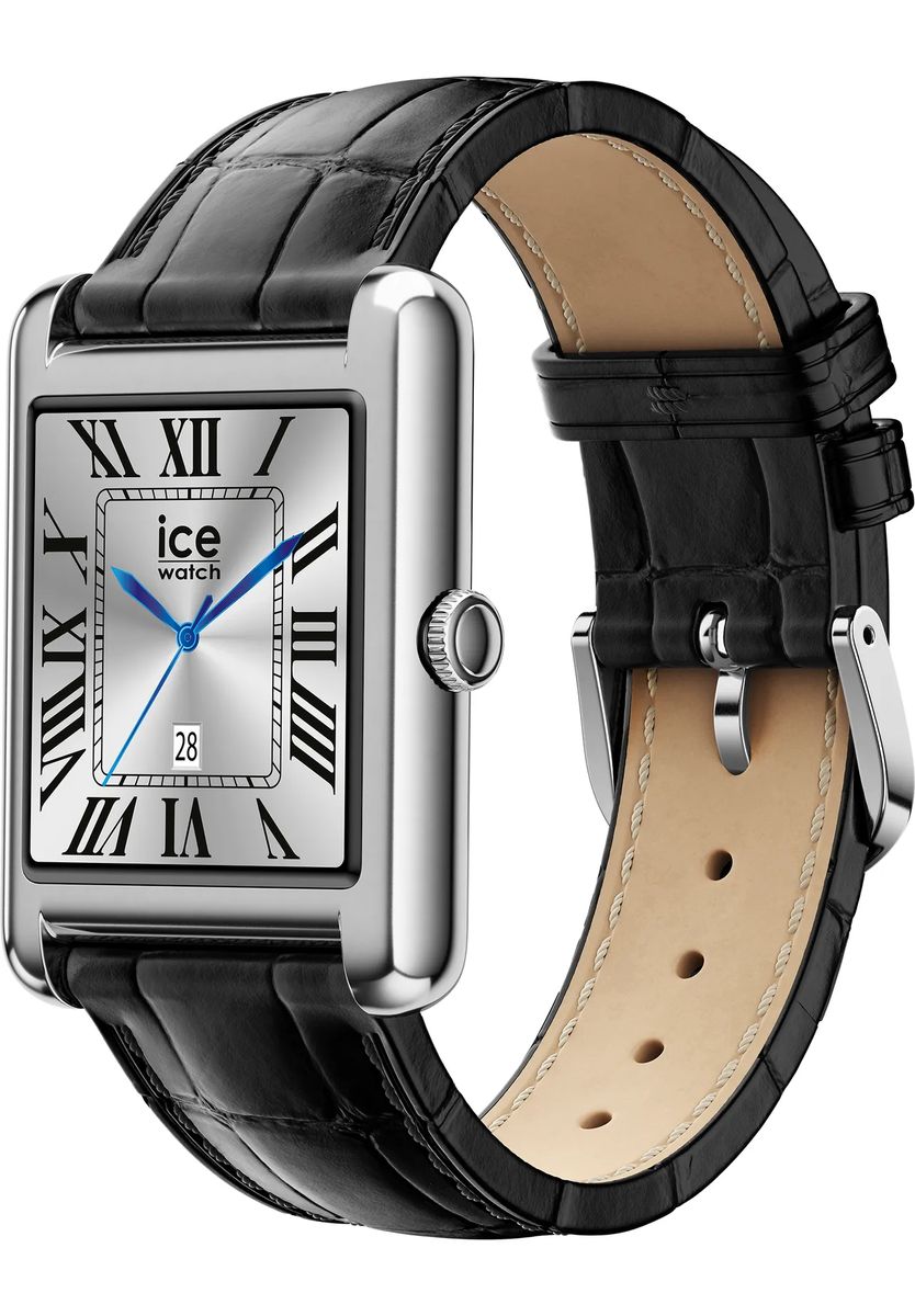 Eckige Smartwatch mit Kroko-Armband