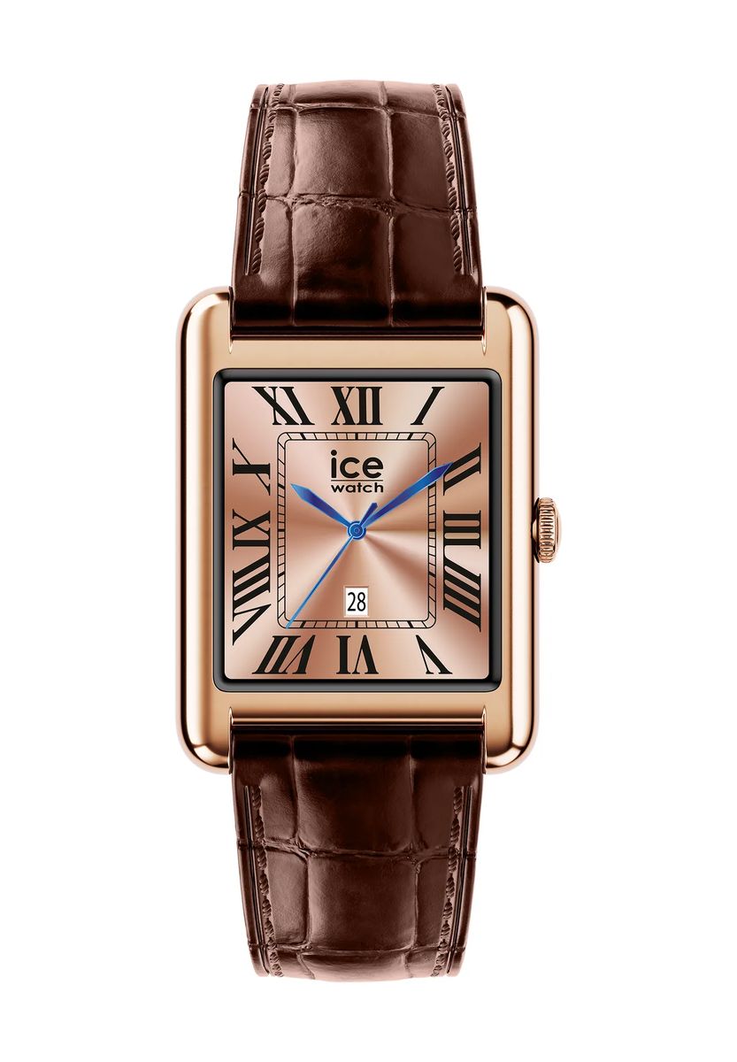Klassische rechteckige Leder-Smartwatch