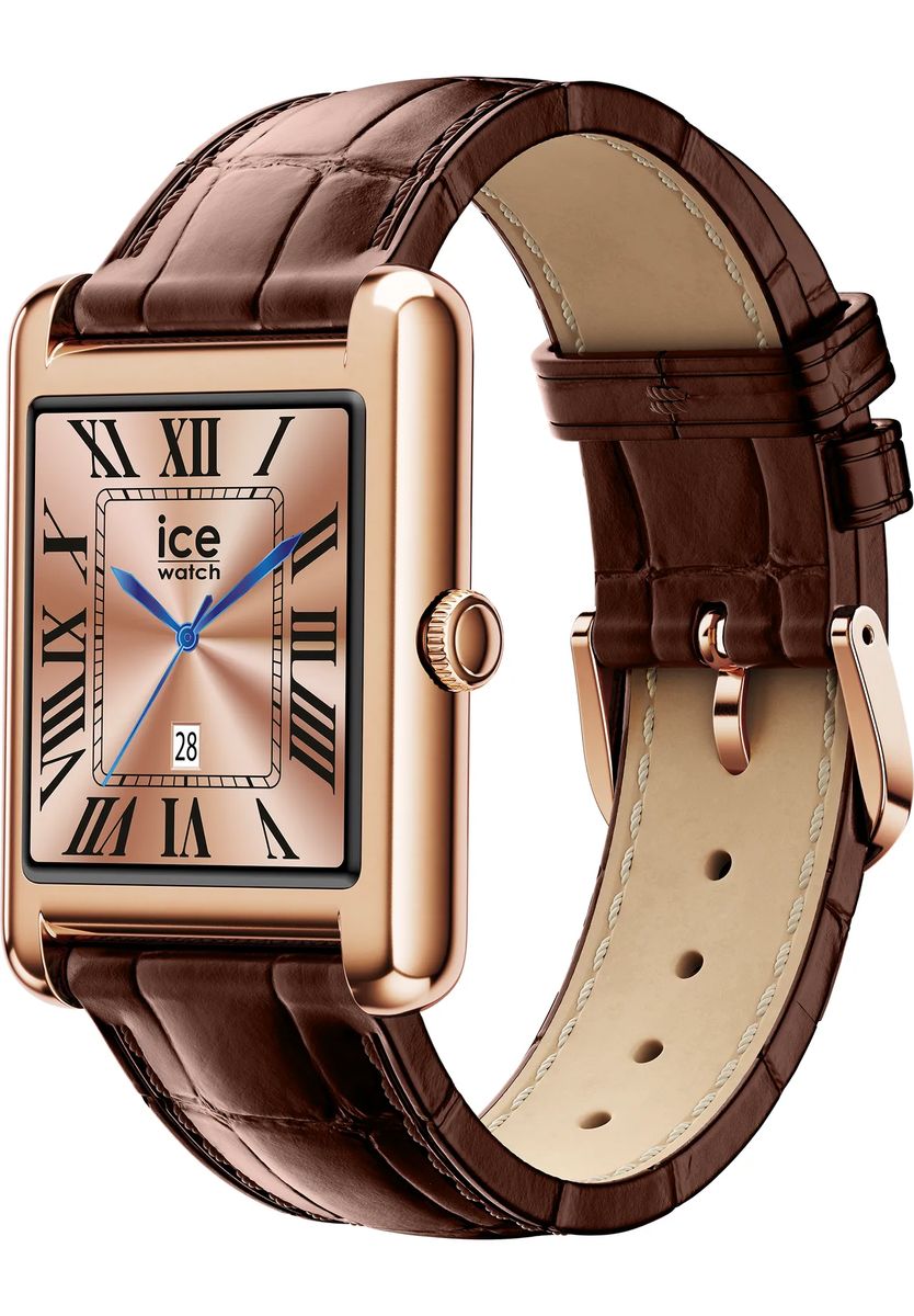 Klassische rechteckige Leder-Smartwatch