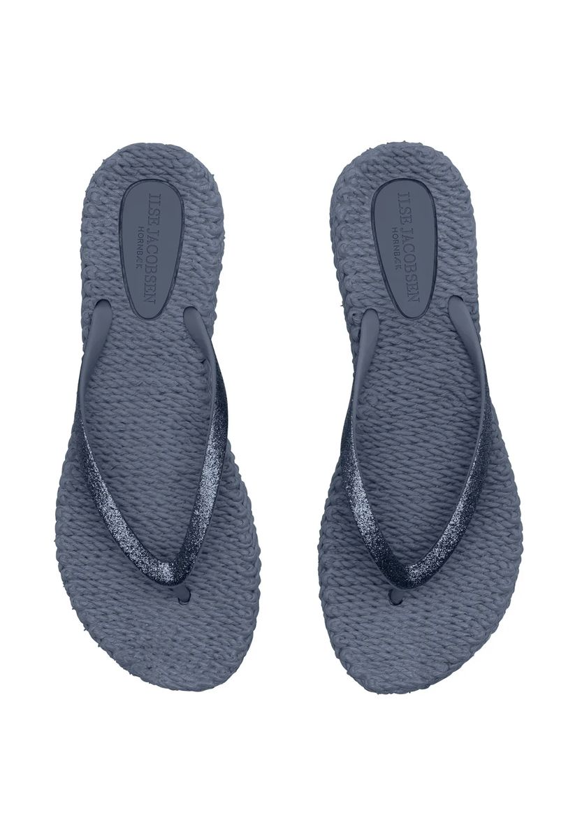 Glitzer-Zehentrenner mit geflochtener Sohle