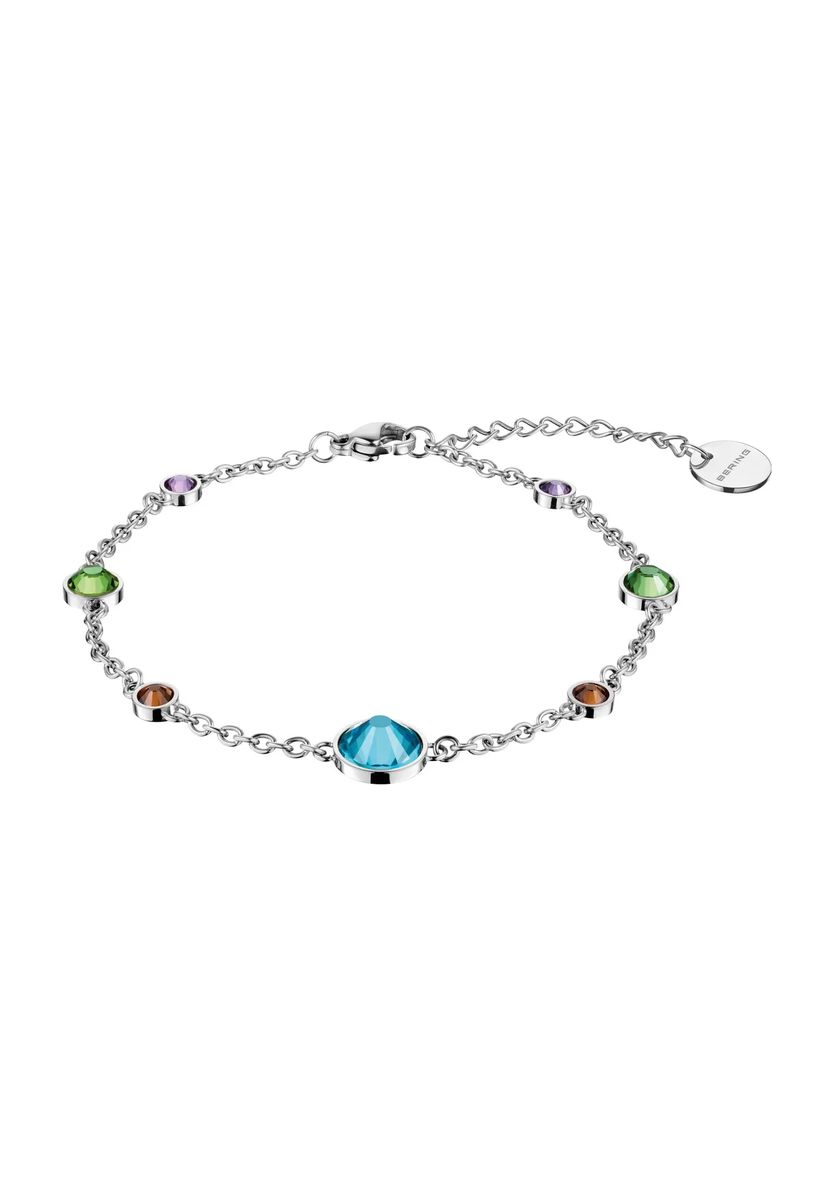 Filigranes Gliederketten-Armband mit bunten Steinen