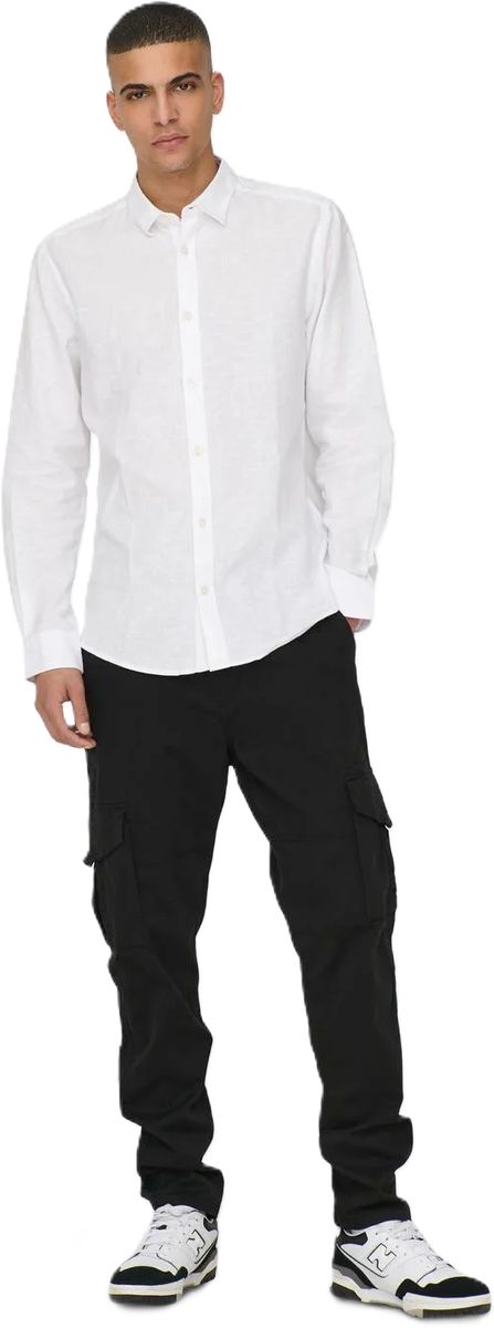 Slim-Fit Baumwoll-Leinen-Hemd mit Kent-Kragen