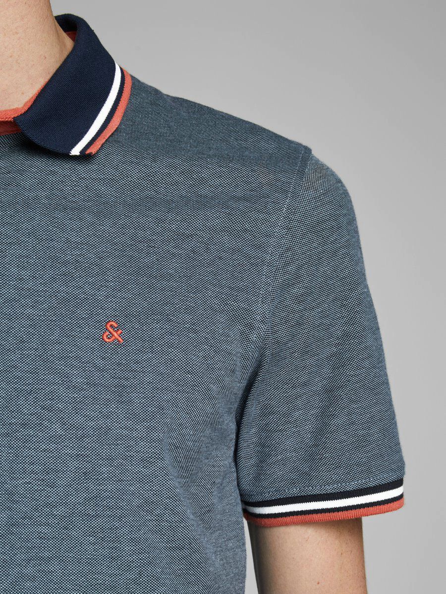 Meliertes Poloshirt mit Kontrast-Kragen