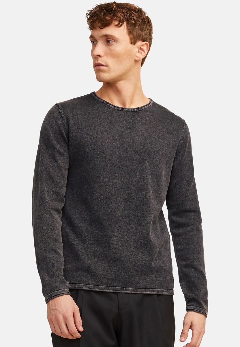 Baumwoll-Strickpullover mit Rollsaum