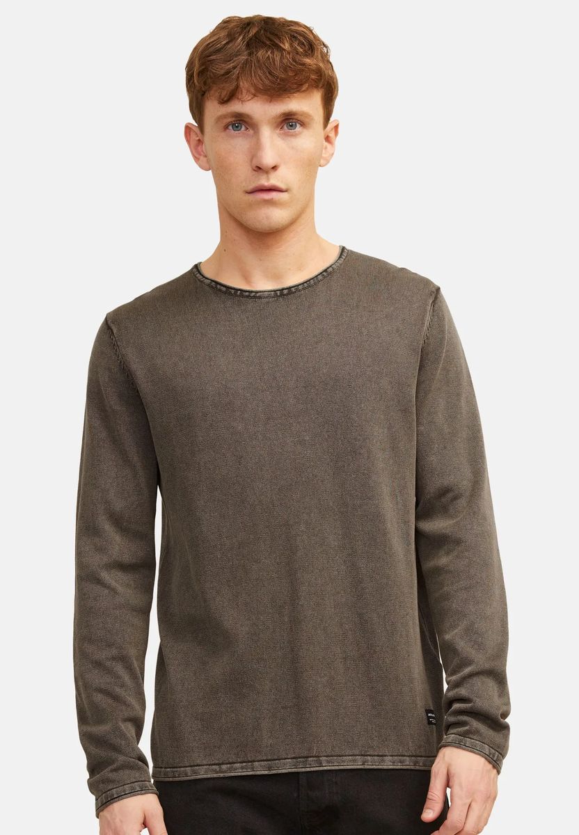 Strukturierter Strickpullover mit Rollsaum