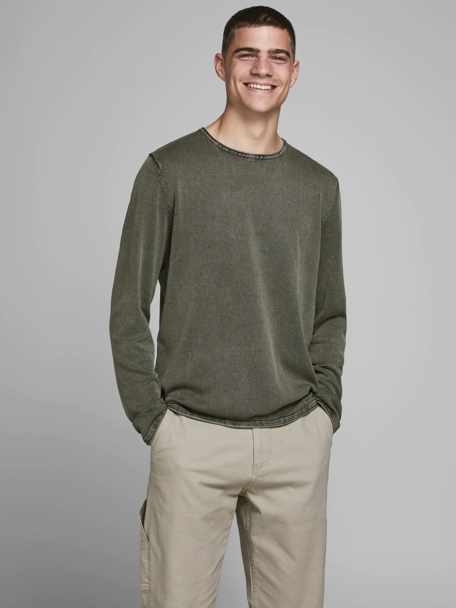 Strukturierter Strickpullover mit Rollsaum