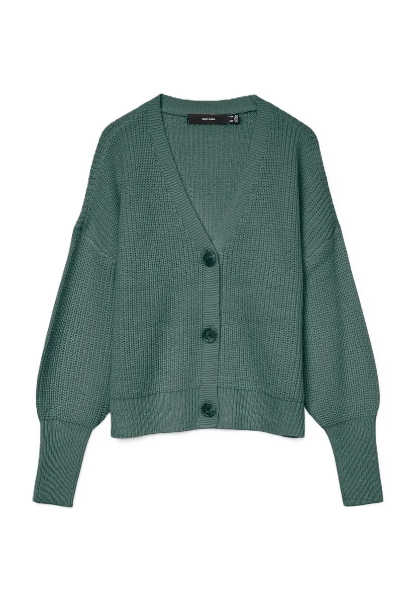 Klassische gerippte V-Neck Strickjacke