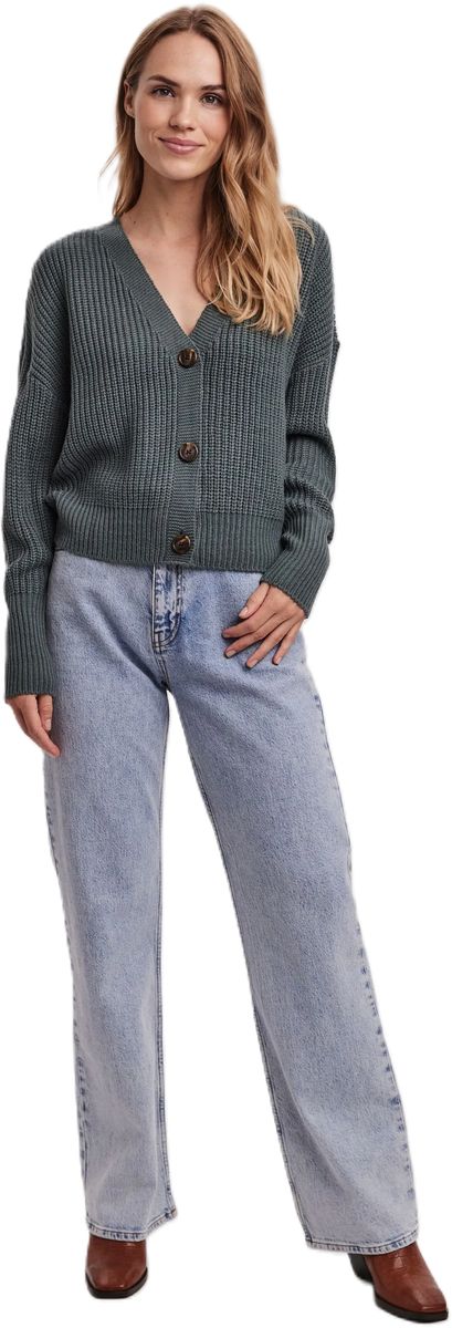 Strickjacke mit V-Ausschnitt und Rippbündchen