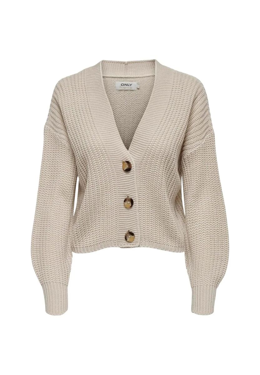 Kurzer Grobstrick-Cardigan mit V-Ausschnitt