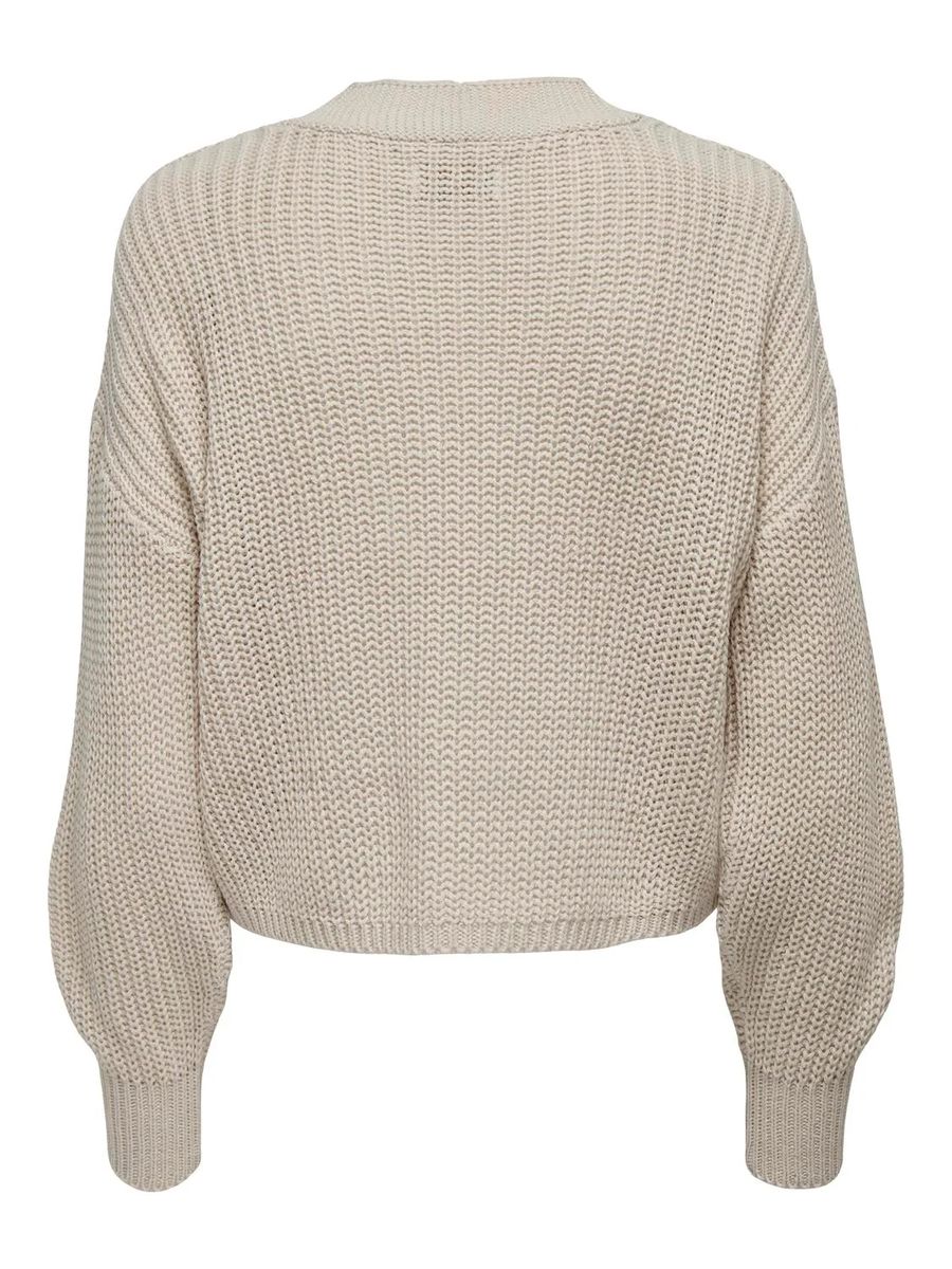 Kurzer Grobstrick-Cardigan mit V-Ausschnitt