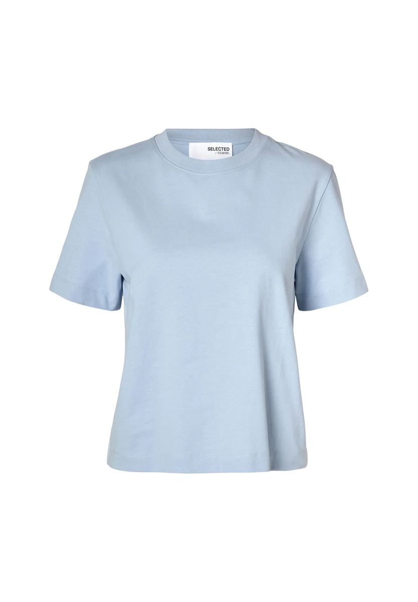 Boxy Baumwoll-T-Shirt mit Rundhalsausschnitt