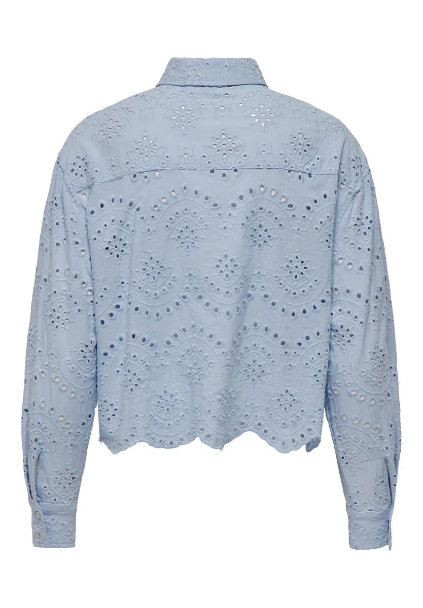 Oversize-Baumwollbluse mit Lochstickerei