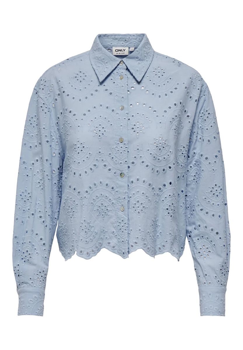 Oversize-Baumwollbluse mit Lochstickerei
