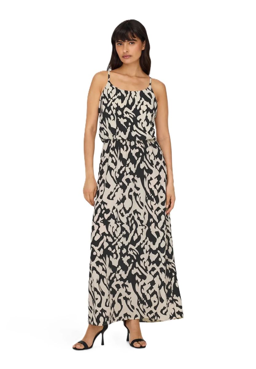 Maxikleid mit Spaghettiträgern und abstraktem Print