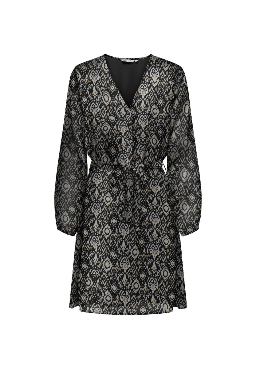 Gemustertes Mini-Blusenkleid mit Bindegürtel