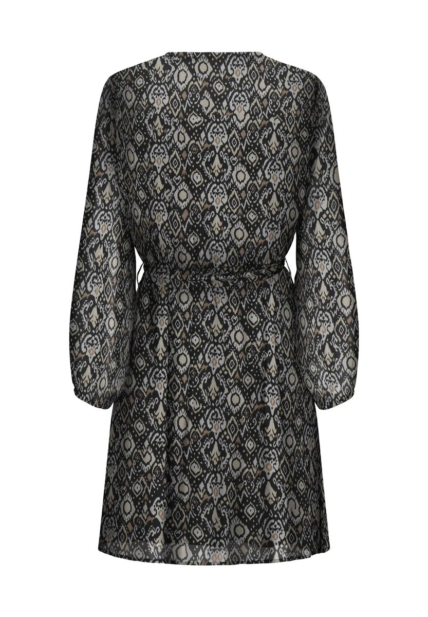 Gemustertes Mini-Blusenkleid mit Bindegürtel