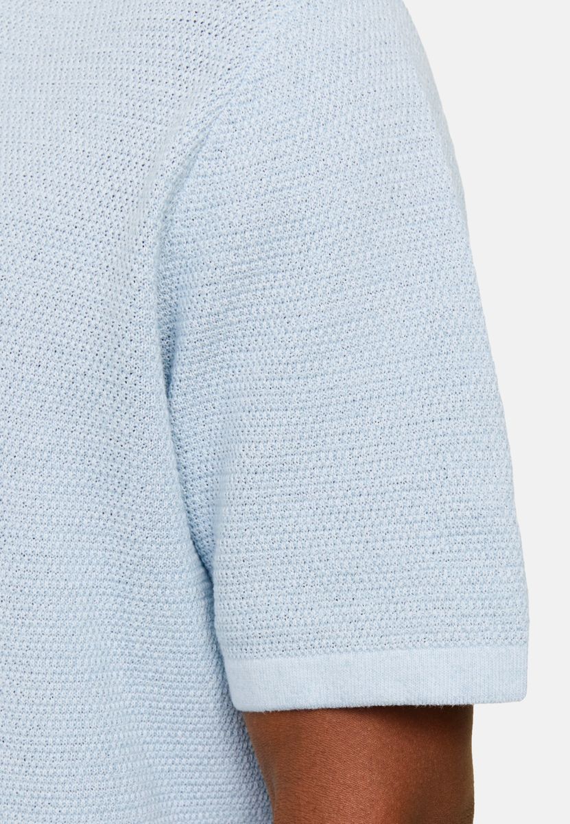 Strukturiertes Flachstrick-Poloshirt
