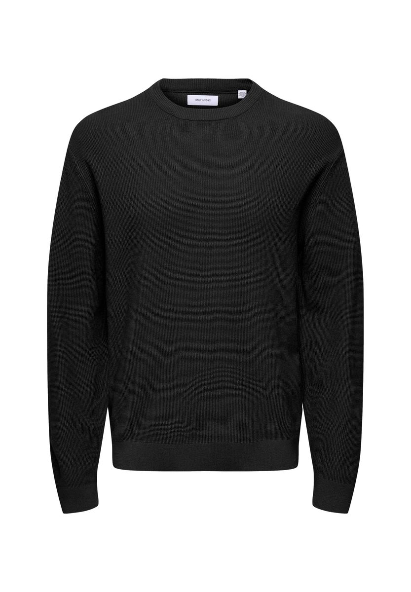 Strukturierter Baumwollpullover mit Rundhals