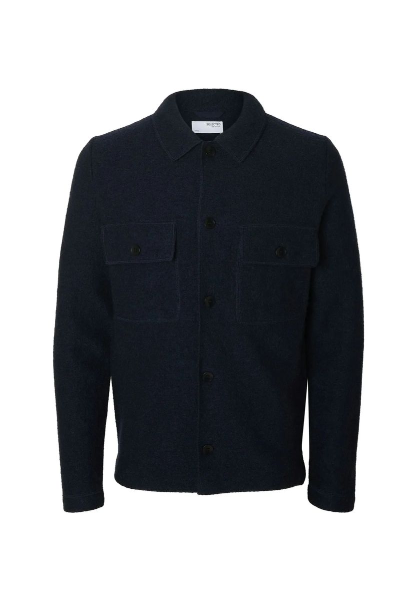 Strukturierte Wollmisch-Hemdjacke
