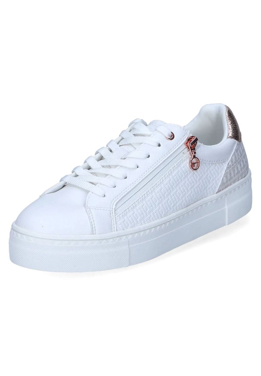 Weiße modische Sneakers mit Roségold-Verzierung