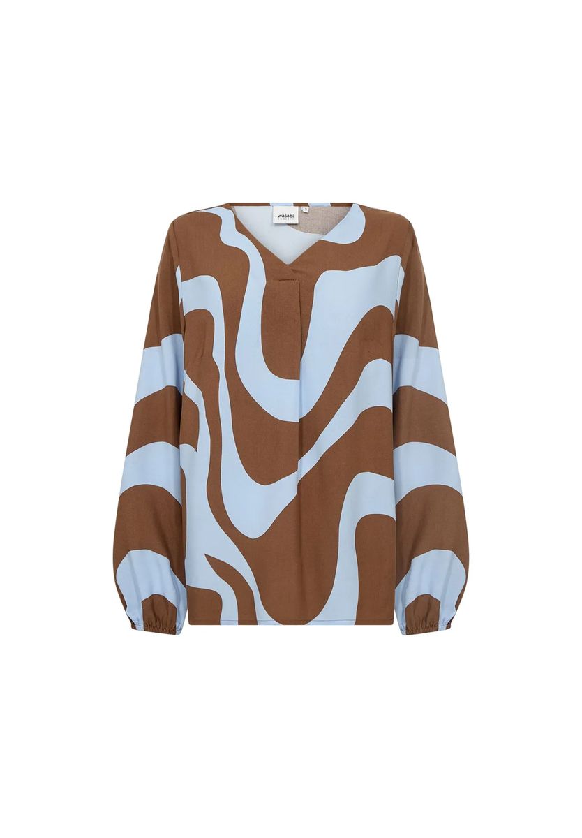 Fließende Bluse mit abstraktem Wellenmuster