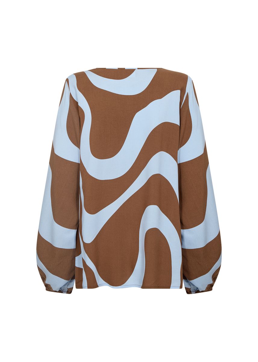 Fließende Bluse mit abstraktem Wellenmuster