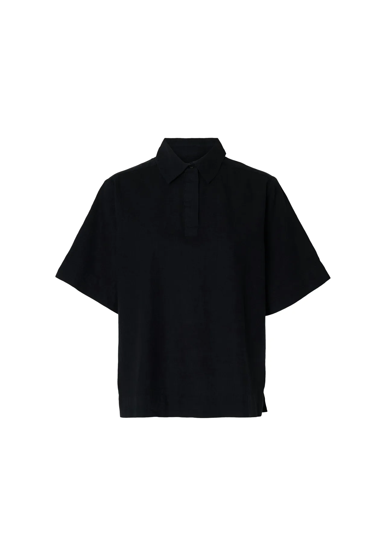 Kastiges Kurzarm-Poloshirt aus Leinen