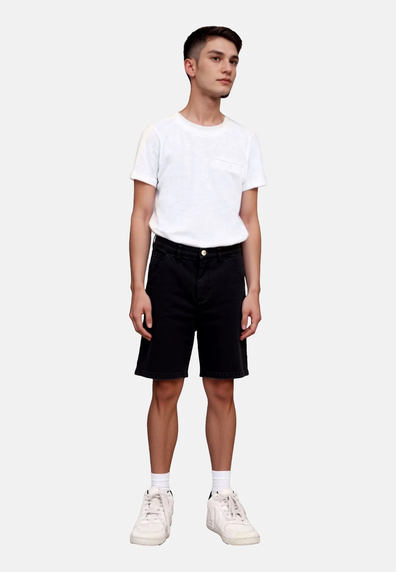 Gerade geschnittene Worker-Denim-Shorts