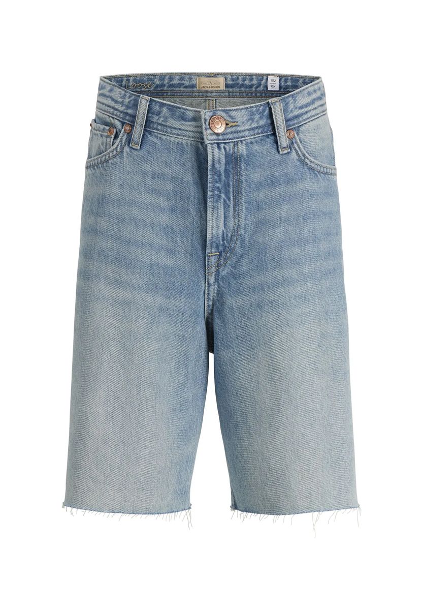 Locker geschnittene Jeansshorts mit offenem Saum
