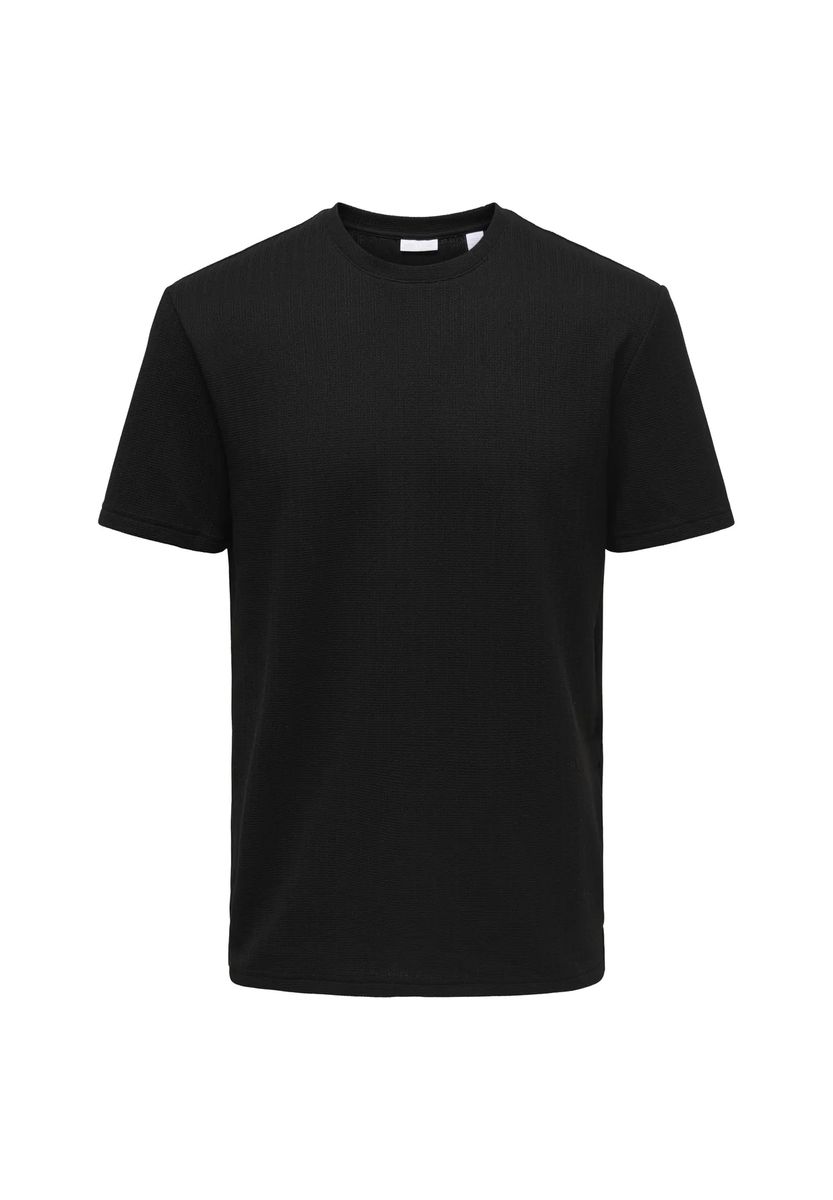 Strukturiertes Basic-Shirt mit Rundhalsausschnitt