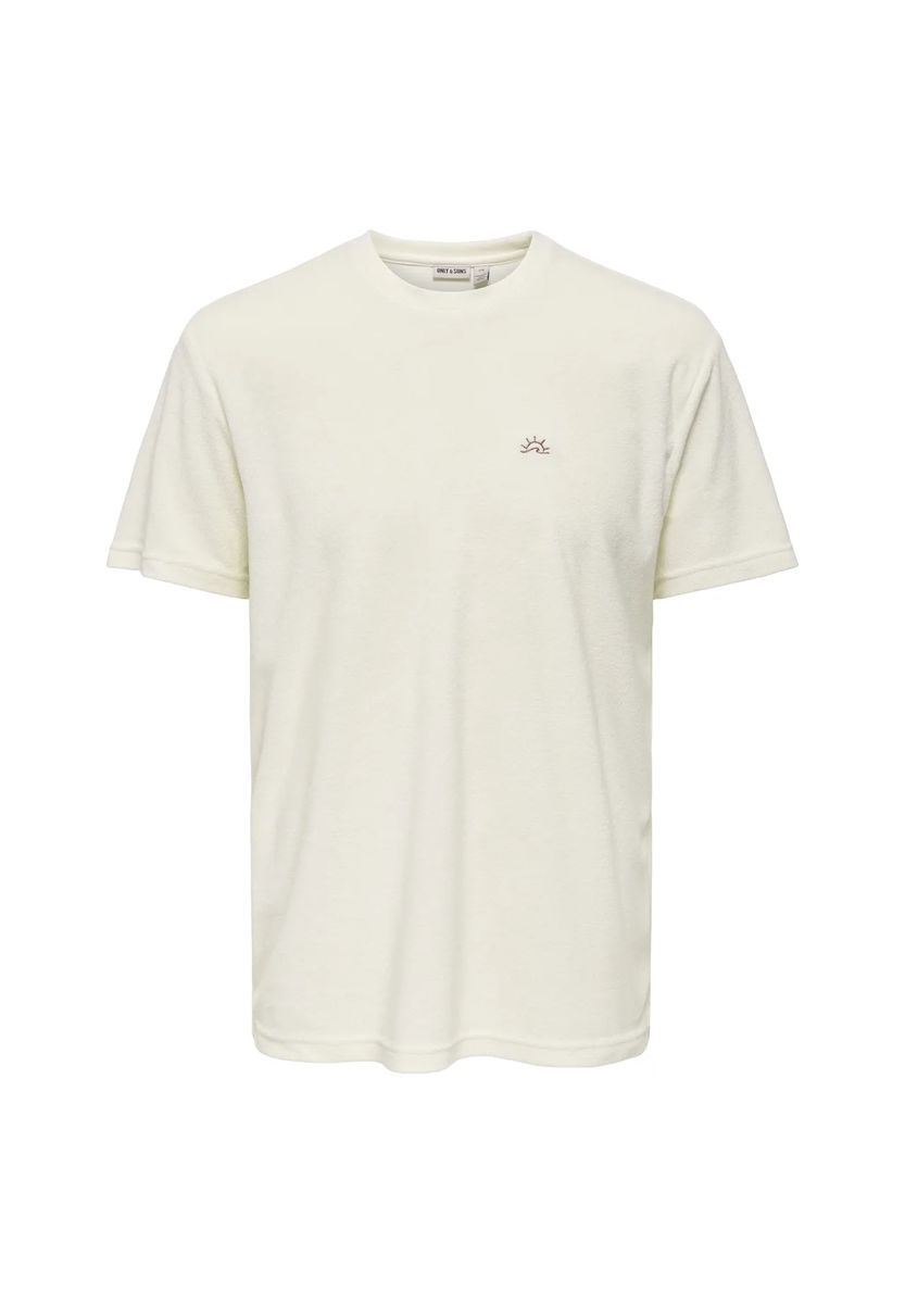 Strukturiertes Frottee-T-Shirt mit Stickerei