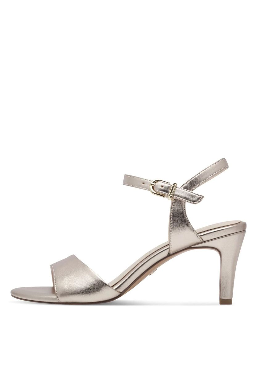 Metallische Riemchensandalen mit Absatz