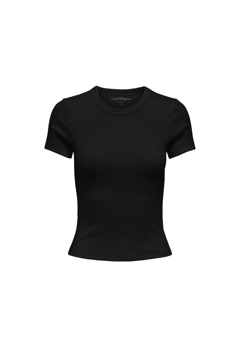 Essentielles Geripptes Rundhals-T-Shirt