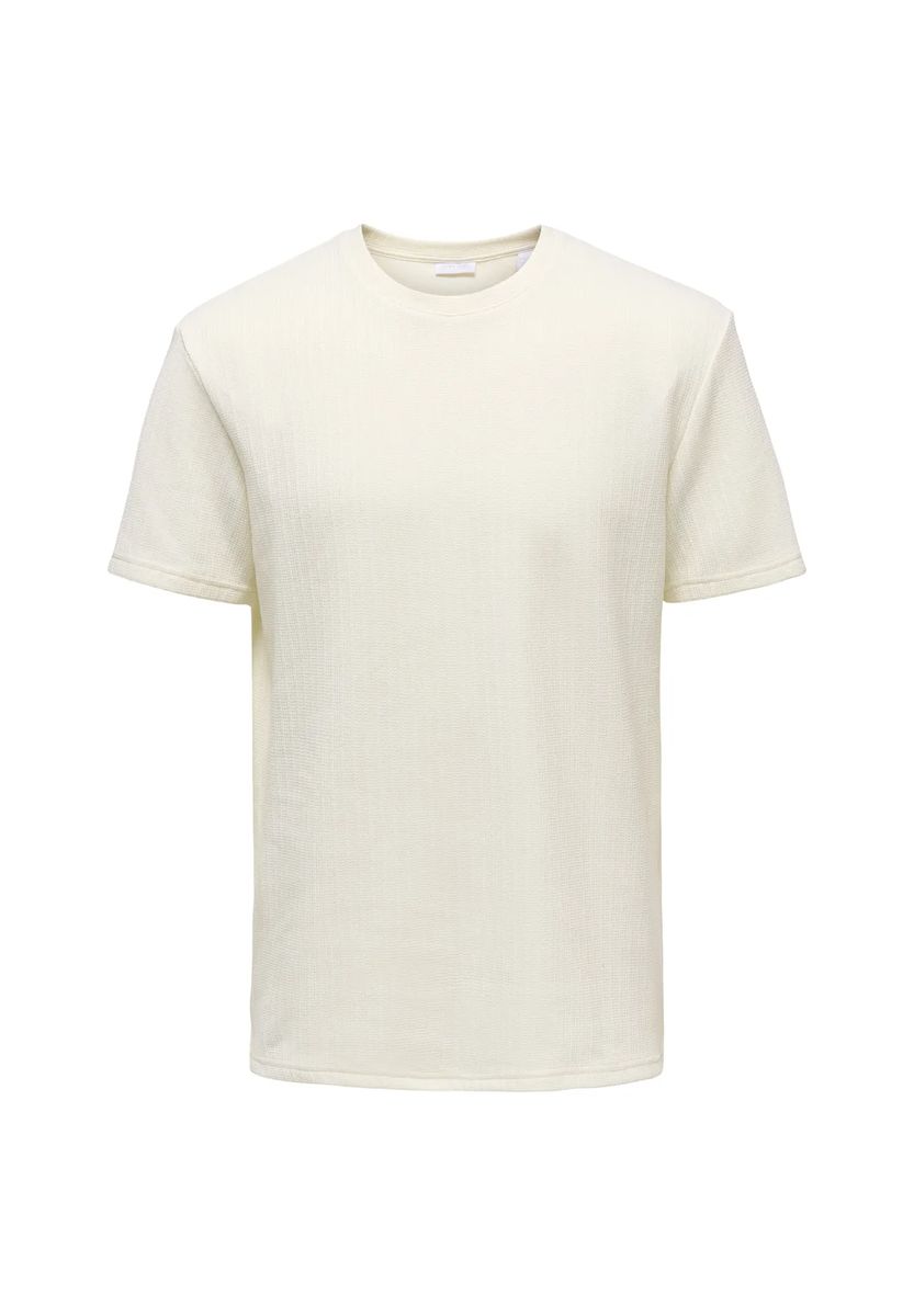 T-Shirt mit Struktur und Rundhalsausschnitt