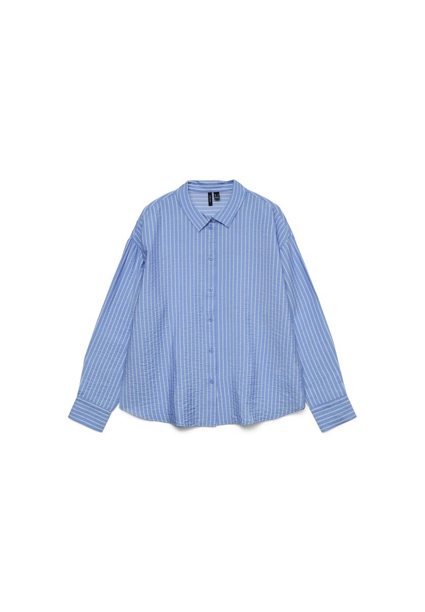 Gestreifte Seersucker-Bluse mit Knopfleiste
