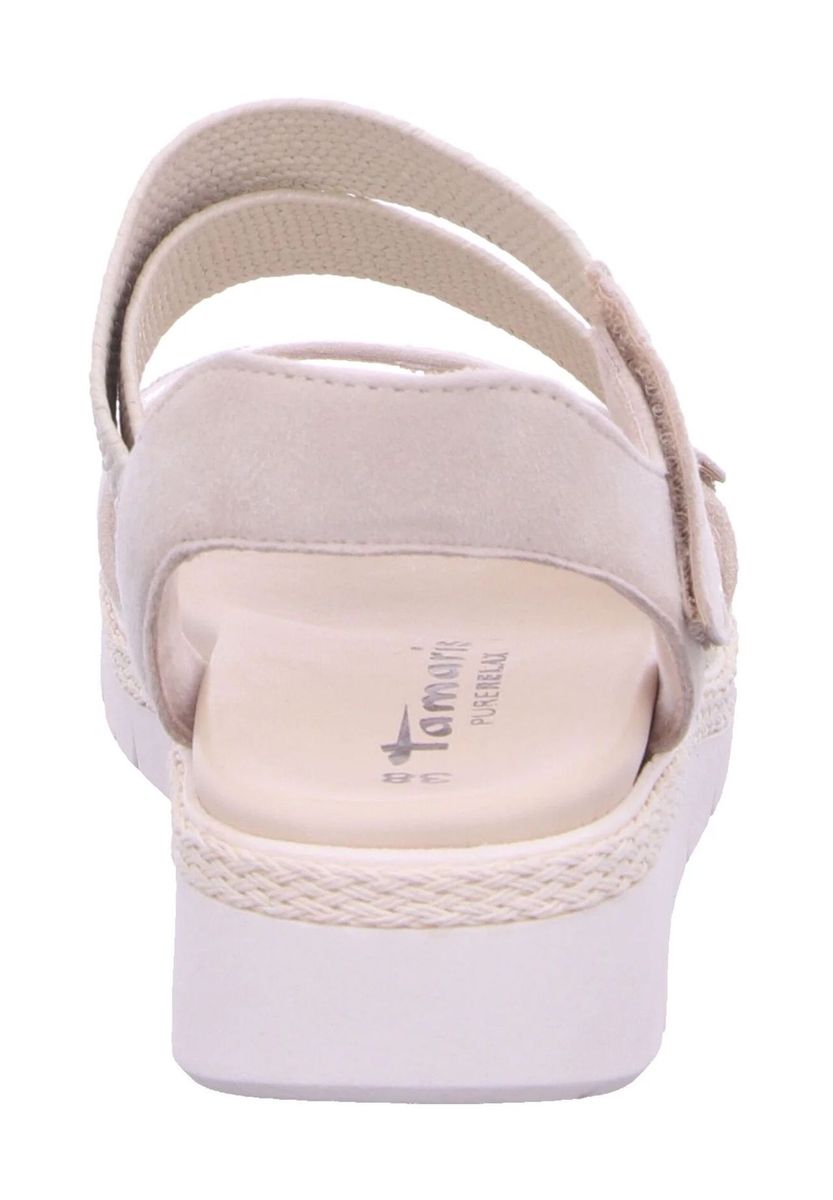 Damen Keilsandalen Beige Riemen Klettverschluss