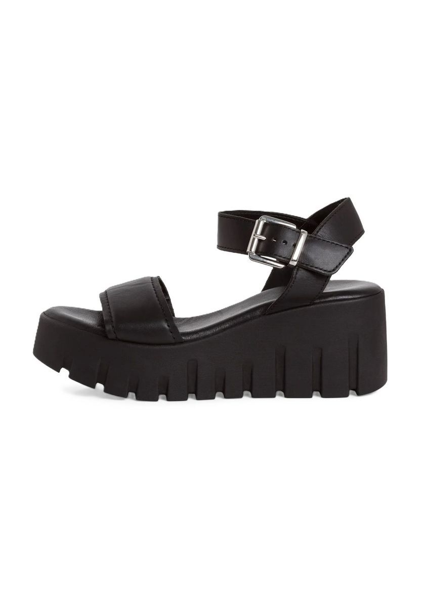 Plateau-Sandalen mit Keilabsatz und Knöchelriemen