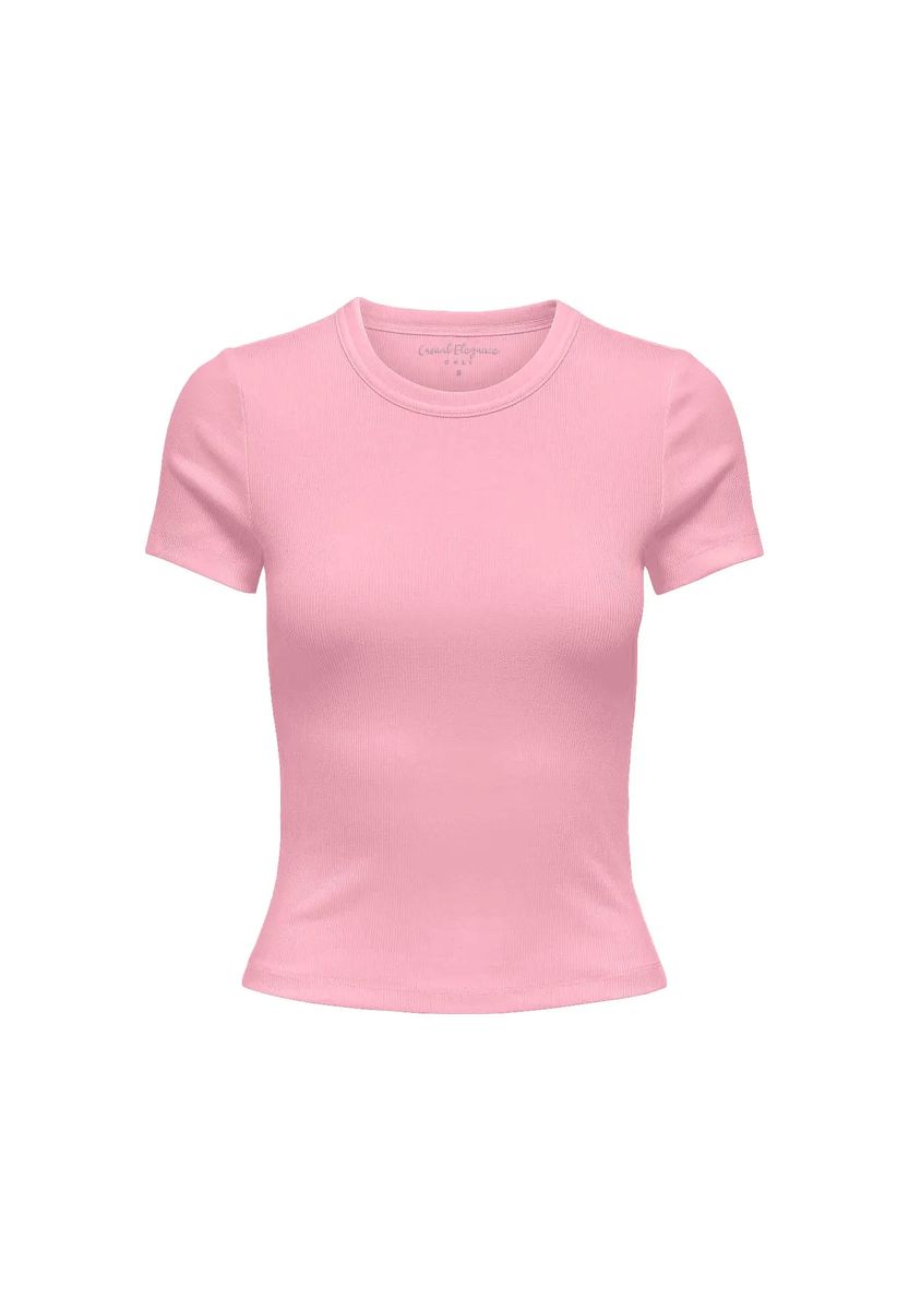 Geripptes Kurzarmshirt mit Rundhals
