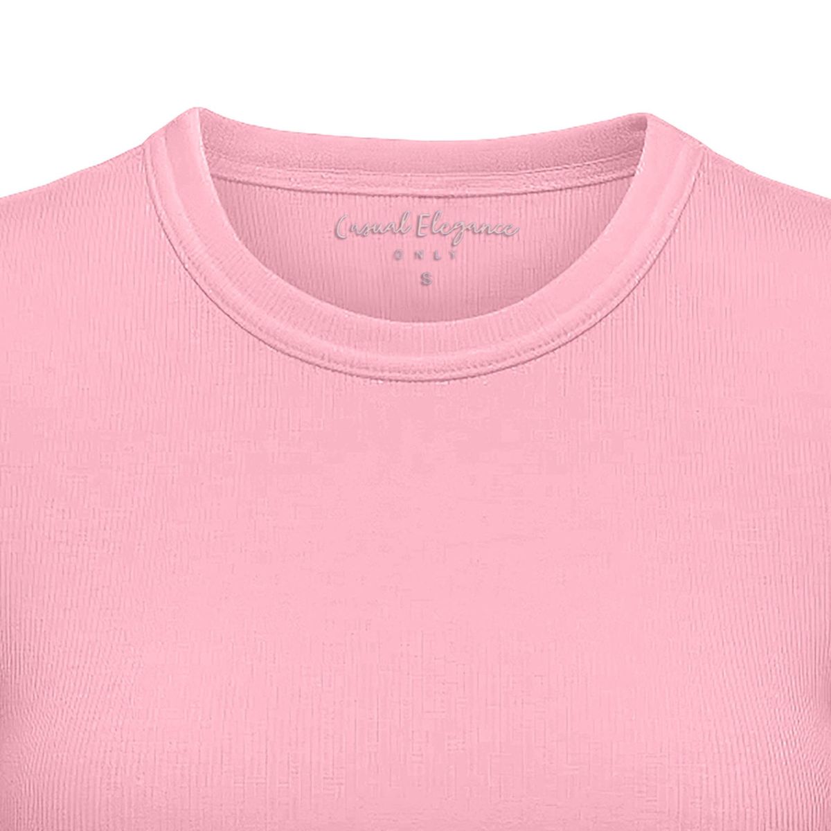 Geripptes Kurzarmshirt mit Rundhals
