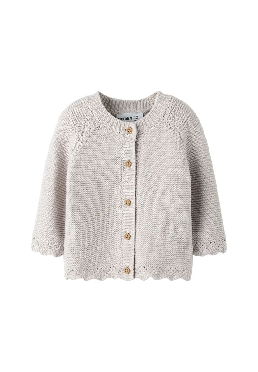 Strukturstrick-Cardigan mit Wellensaum
