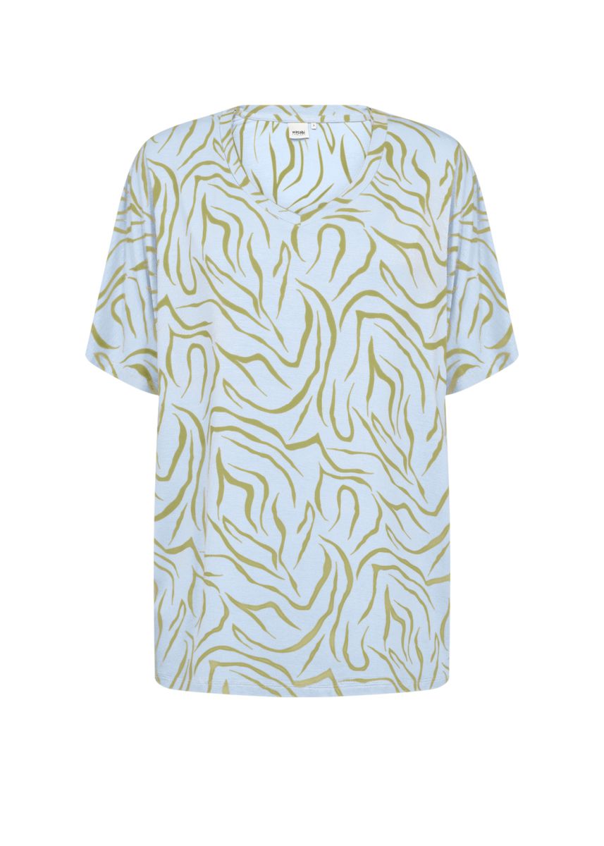 V-Ausschnitt Shirt mit abstraktem Print
