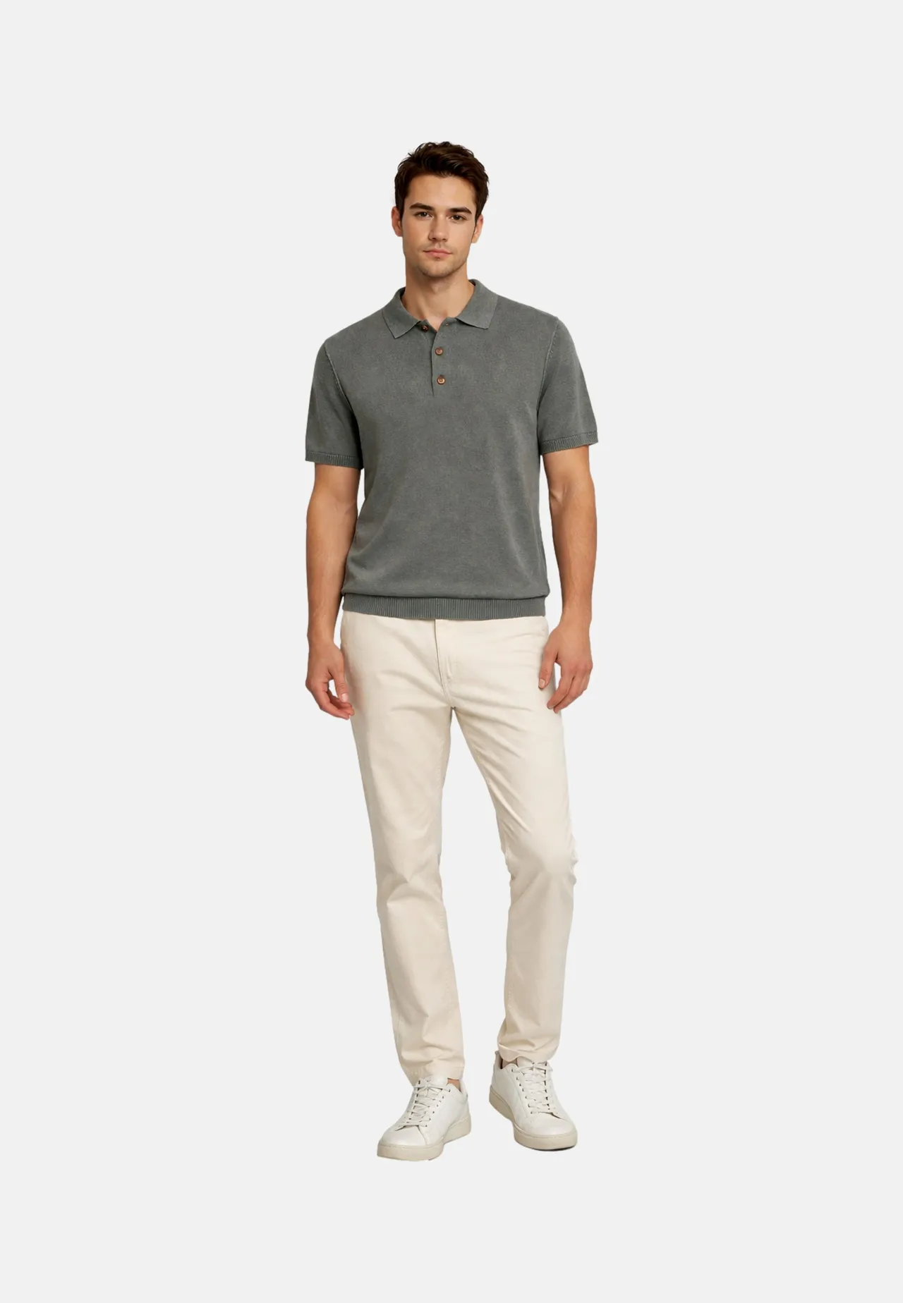 Kurzärmliges Strick-Poloshirt aus Baumwolle