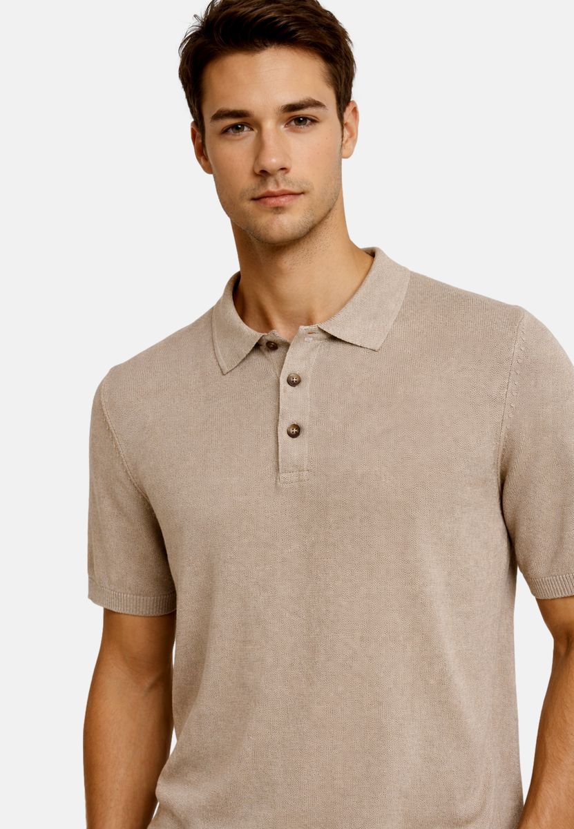 Kurzärmliges Strick-Poloshirt